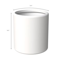 Tundra Series Poly Stone cylindrical Shape Planter in White 12" Dia, 14.2" High