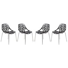 Modern Asbury Dining Chair w/ Chromed Legs, Set of 2