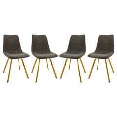 Markley Modern Leather Dining Chair With Gold Legs Set of 4
