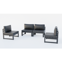 Chelsea 4-Piece Middle Patio Chairs Black Aluminum With Cushions