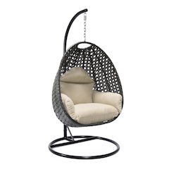Charcoal Wicker Hanging Egg Swing Chair