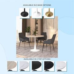 Bristol - Bistro Table - White base Natural wood Top