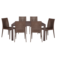 Mace 7-Piece Outdoor Dining Set with Rectangular Table and Stackable Chairs