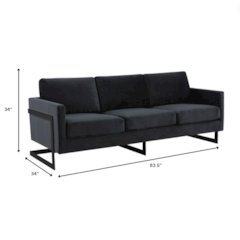 Lincoln Black Velvet Sofa With Black Frame