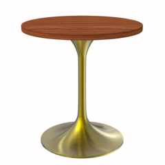 Verve 27" Round Dining Table, Brushed Gold Base with Cognac Brown MDF Top