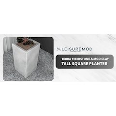 Terra Series Poly Stone Planter in Aged Concrete 15" x 15" 31.5" High