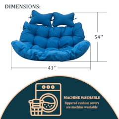 Wicker 2 Person Double Folding Hanging Egg Swing Cushion