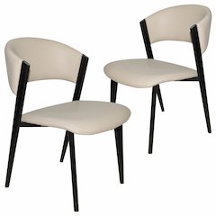 Aspen Collection Modern Dining Chair Black Frame in Light Grey Set of 2