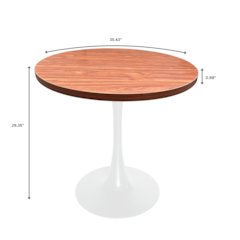 Bristol Dining table, White Base with 36" Round Cognac Brown MDF top