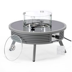 Walbrooke Outdoor Patio Aluminum Round Slats Design Fire Pit Side Table