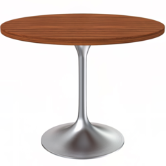 36" Round Dining Table, Brushed Chrome Base with Cognac Brown MDF Top
