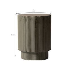 Eden Collection Fiberglass Outdoor Side Table in Grey