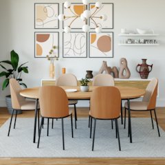 Tule 7-Piece Dining Set in Steel Frame with 6 Upholstered Seat Dining Table