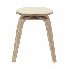 Modern Wooden Dining Stool, Washed Walnut Color in Taupe