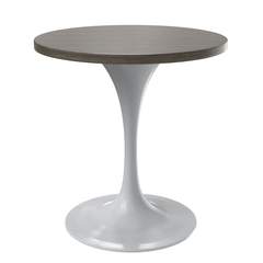 Verve 27 Round Dining Table, White Base with Dark Maple MDF Top