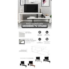 Orford Mid-Century Modern TV Stand in White