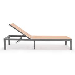 Marlin Patio Chaise Lounge Chair With Grey Aluminum Frame, Set of 2