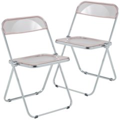 Lawrence Acrylic Folding Chair With Metal Frame, Set of 2