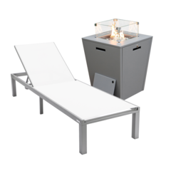 Grey Aluminum Outdoor Patio Chaise Lounge Chair