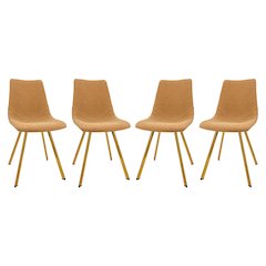 Markley Modern Leather Dining Chair With Gold Legs Set of 4