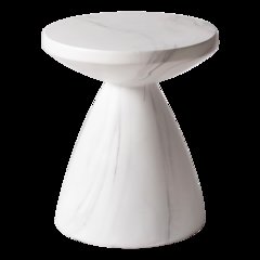 Dune Collection Fiberglass Outdoor Side Table in Marble White