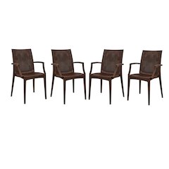 Weave Mace Indoor/Outdoor Chair (With Arms), Set of 4