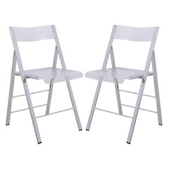 Menno Modern Acrylic Folding Chair, Set of 2