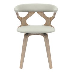 Modern Wooden Dining Chair, Washed Walnut Frame in Light Grey