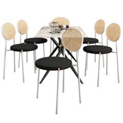 7-Piece Dining Set Rectangular Sintered Stone Dining Table