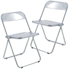 Lawrence Acrylic Folding Chair With Metal Frame, Set of 2