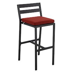 Modern Aluminum Outdoor Bar Chair in black with Cherry Cushions