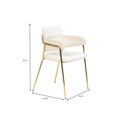 Axis Collection Modern Gold Dining Chair in Beige - Set of 2