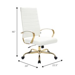 Benmar High-Back Leather Office Chair With Gold Frame