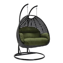 Mendoza Charcoal Wicker Hanging 2 person Egg Swing Chair
