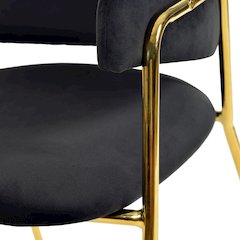 Axis Collection Modern Gold Dining Chair in Black - Set of 2