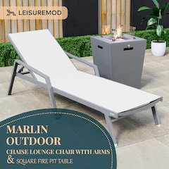 Marlin Modern Grey Aluminum Outdoor Patio Chaise Lounge Chair