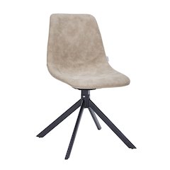 Markley Modern Leather Swival Dining Chair With Metal Legs in Taupe