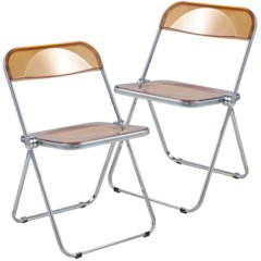Lawrence Acrylic Folding Chair With Metal Frame, Set of 2