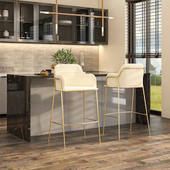 Axis Collection Modern Gold Bar height Chair in Biege