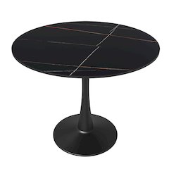 Bristol 31" round dining table Black base with Black Sintered stone Top