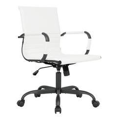Leather Home Office Chair in White With Black Frame
