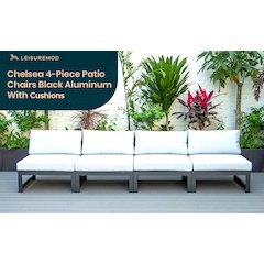 Chelsea 4-Piece Middle Patio Chairs Black Aluminum With Cushions