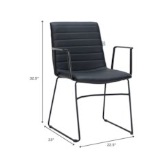 Zylar Series Office Guest Arm Chair in Black Leather