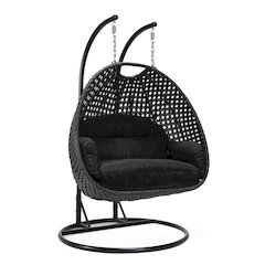 Mendoza Charcoal Wicker Hanging 2 person Egg Swing Chair
