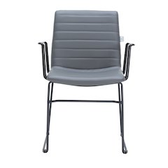 Zylar Series Office Guest Arm Chair in Grey Leather