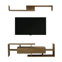 LeisureMod Surrey Modern TV Stand with MDF Shelves and Bookcase