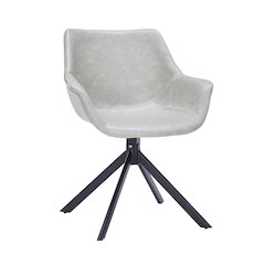 Markley Modern Leather Dining Swival Arm Chair in Light Grey