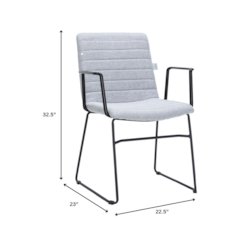 Zylar Series Office Guest Arm Chair in Grey Fabric