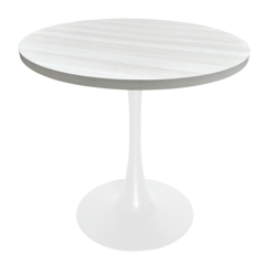 Bristol Dining table, White Base with 36" Round Light Natural MDF top