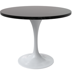 Verve 36 Round Dining Table, White Base with Black MDF Top